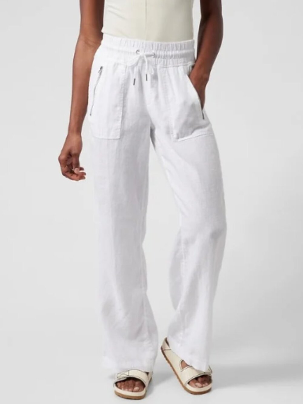 Athelta Women's Cabo Linen Wide Leg Pant White Size 2